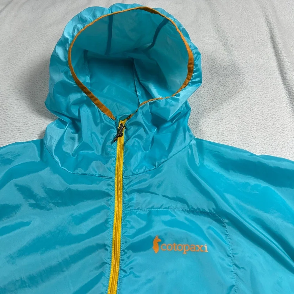 Cotopaxi Teca Windbreaker Women Large Blue Yellow Orange Colorblock Technical